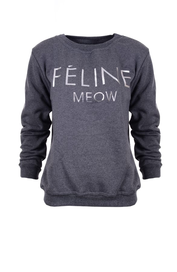 Feline Meow Sweater Zilver – shoparchief, foto 1
