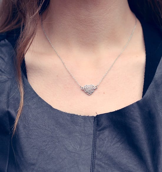 Metal Heart Necklace Zilver – shoparchief, foto 2
