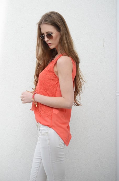 Lace Top Koraalrood – shoparchief, foto 2