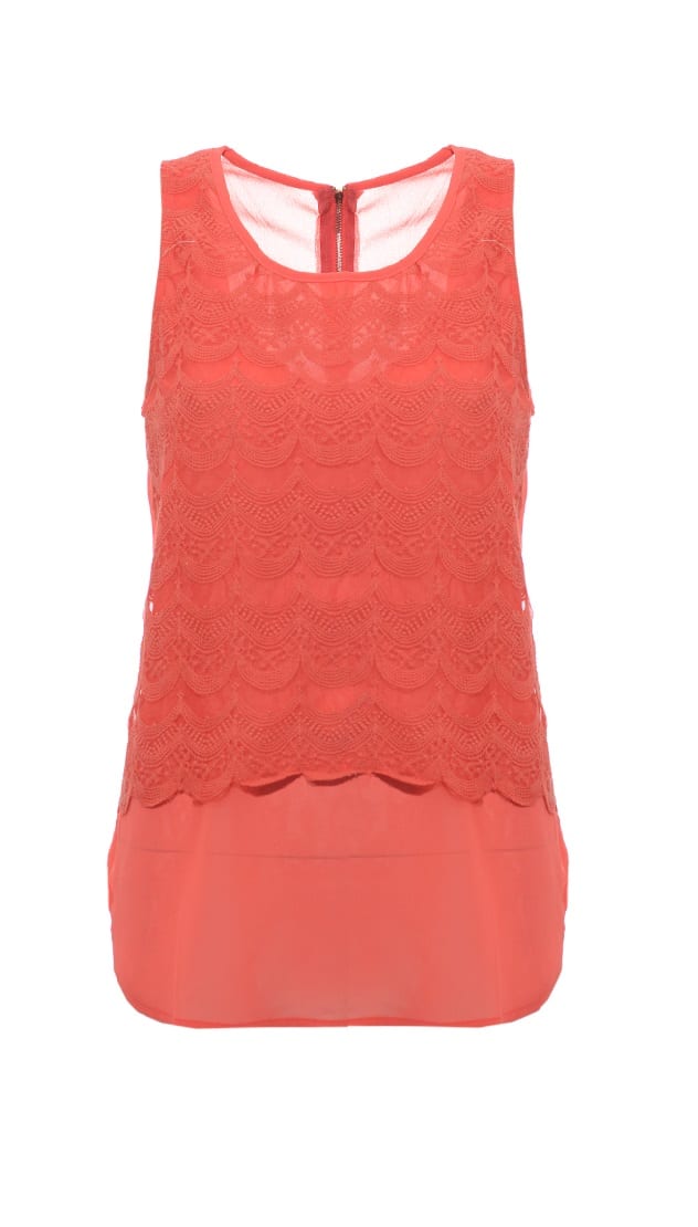 Lace Top Koraalrood – shoparchief, foto 1