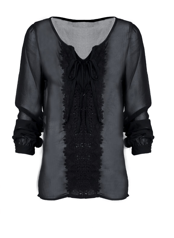 Lovely Lace Blouse Black – shoparchief, foto 1