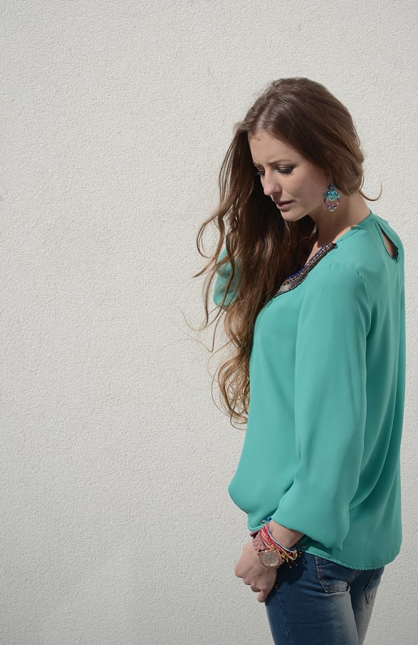 Majestic Blouse Turquoise – shoparchief, foto 3