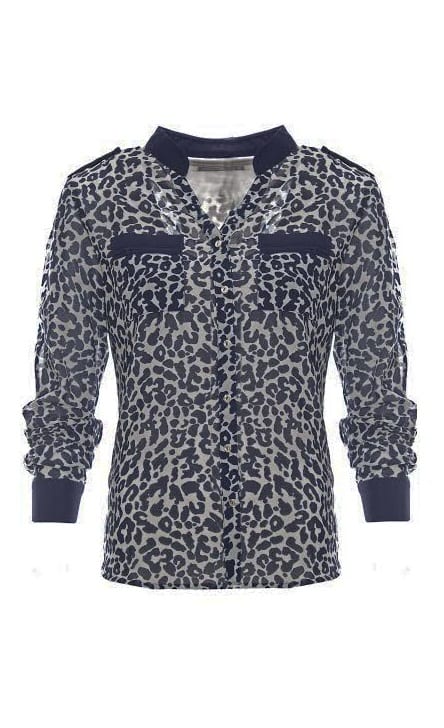 Leopard Blouse Blue – shoparchief, foto 1