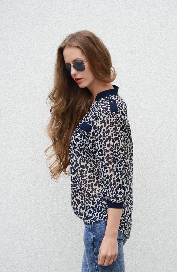 Leopard Blouse Blue – shoparchief, foto 3