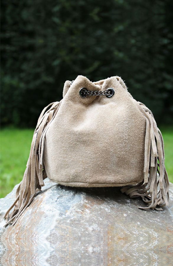 Suède Buideltasje Beige – shoparchief, foto 3
