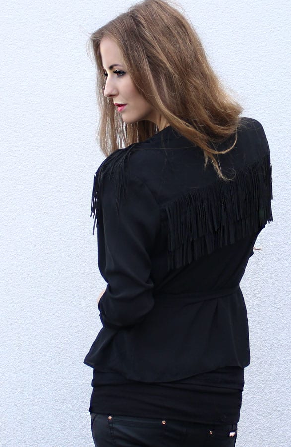 Noir Blouse Franjes – shoparchief, foto 3
