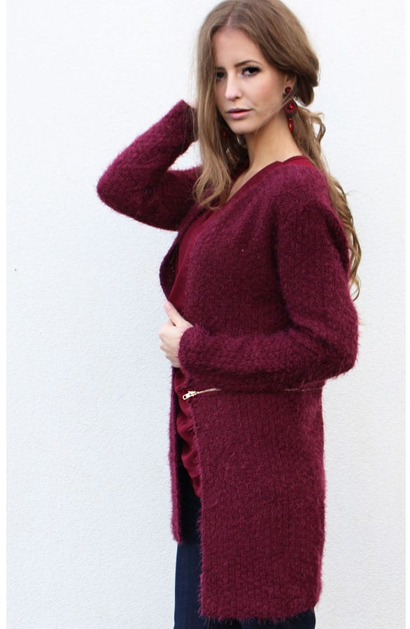 Divide Me Cardigan Bordeaux – shoparchief, foto 2