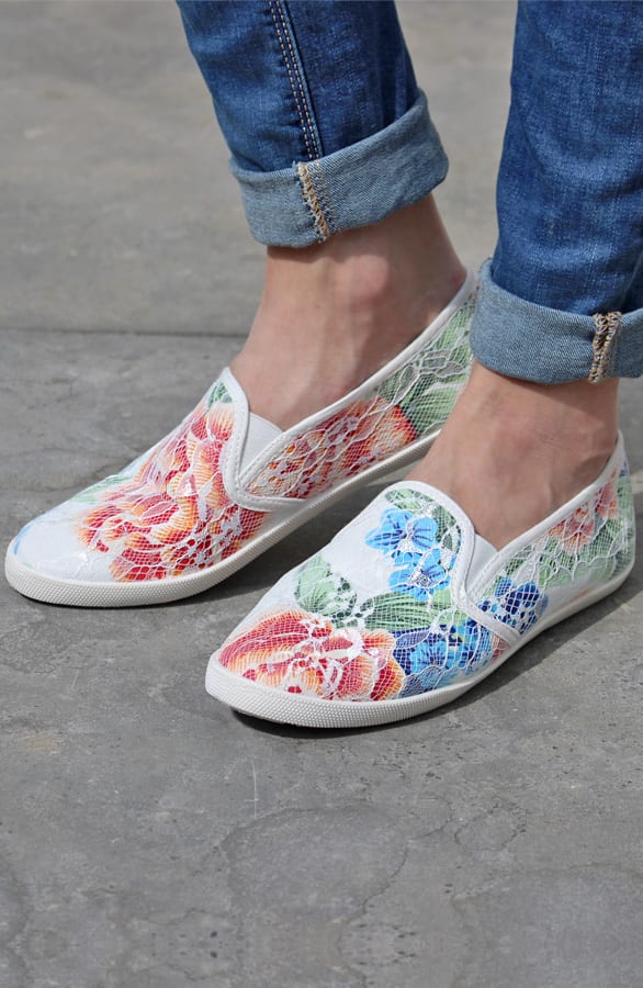 Lace Flower Slip On White – shoparchief, foto 4