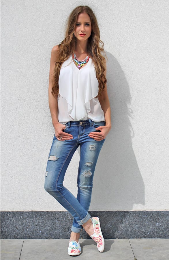 Lace Flower Slip On White – shoparchief, foto 5
