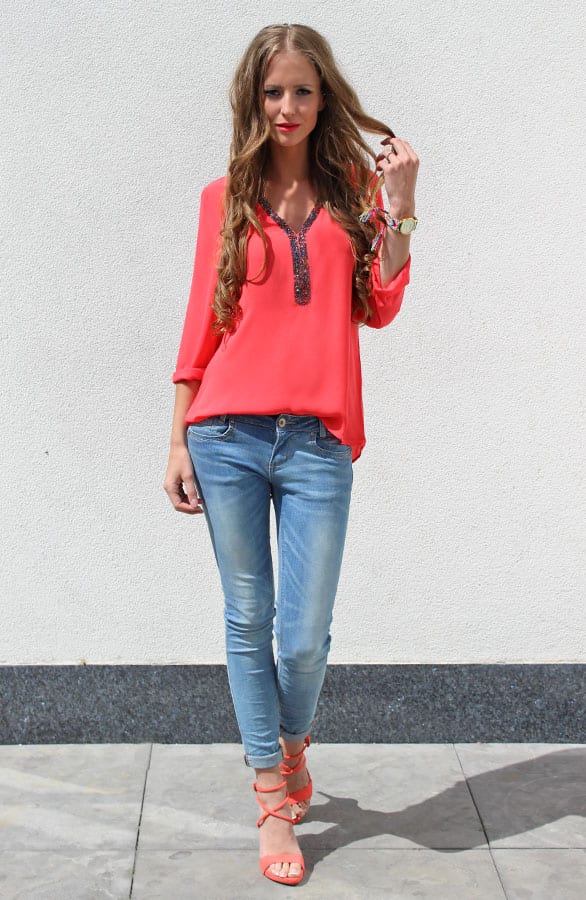 Gemstone Blouse Coral – shoparchief, foto 4