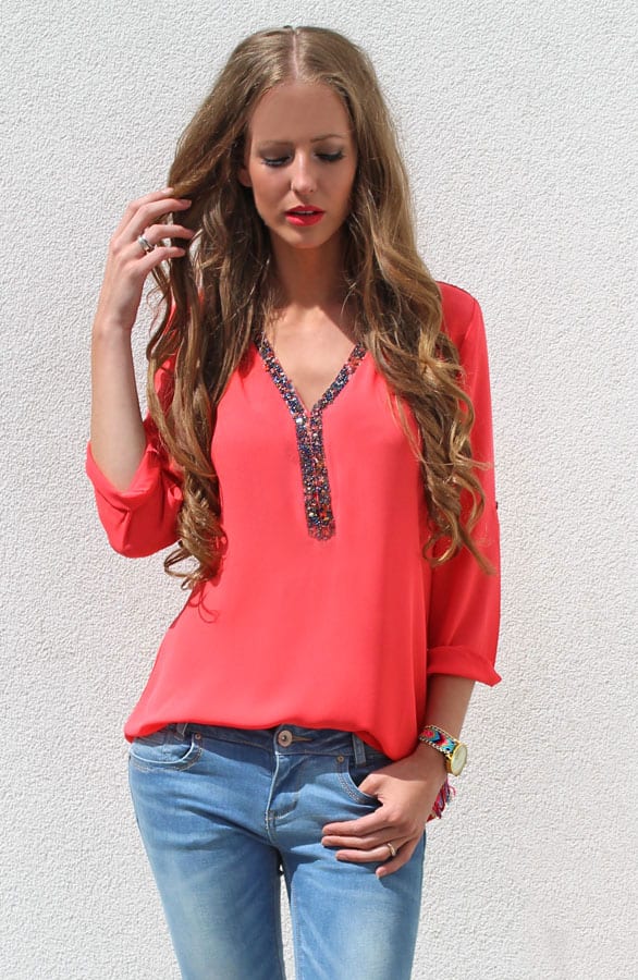 Gemstone Blouse Coral – shoparchief, foto 2