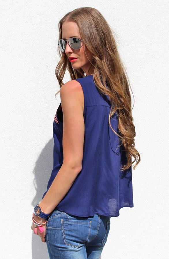 Boho Top Blue Pink – shoparchief, foto 4