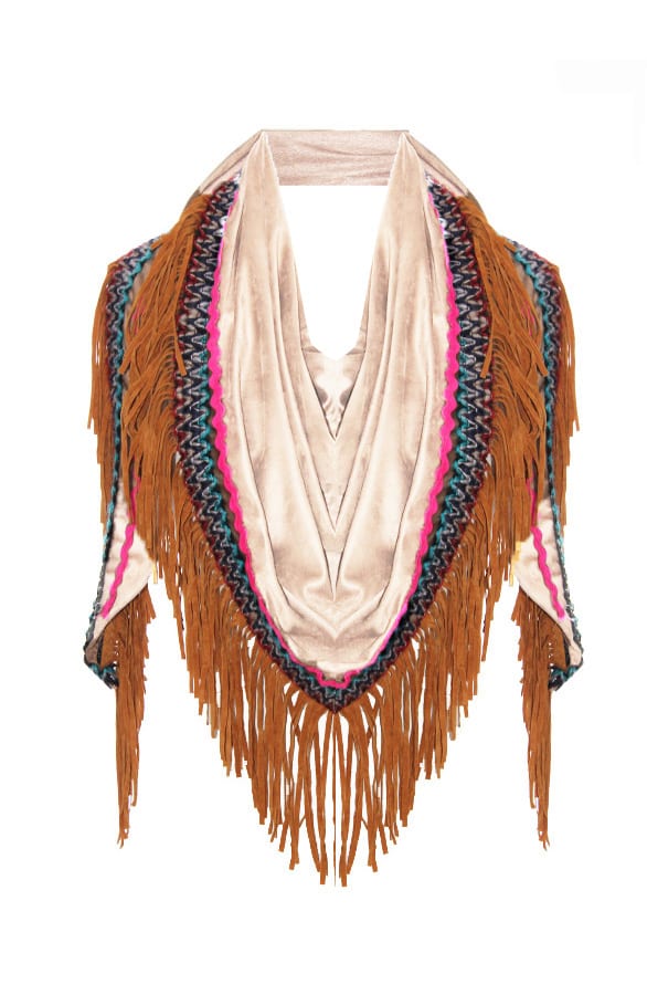 Boho Fringes Sjaal Beige – shoparchief, foto 1