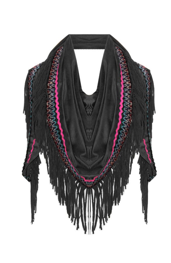 Boho Fringes Sjaal Black – shoparchief, foto 1