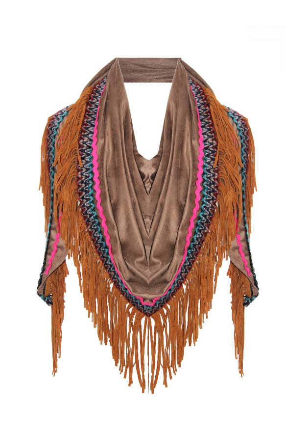 Boho Fringes Sjaal Taupe – shoparchief, foto 1