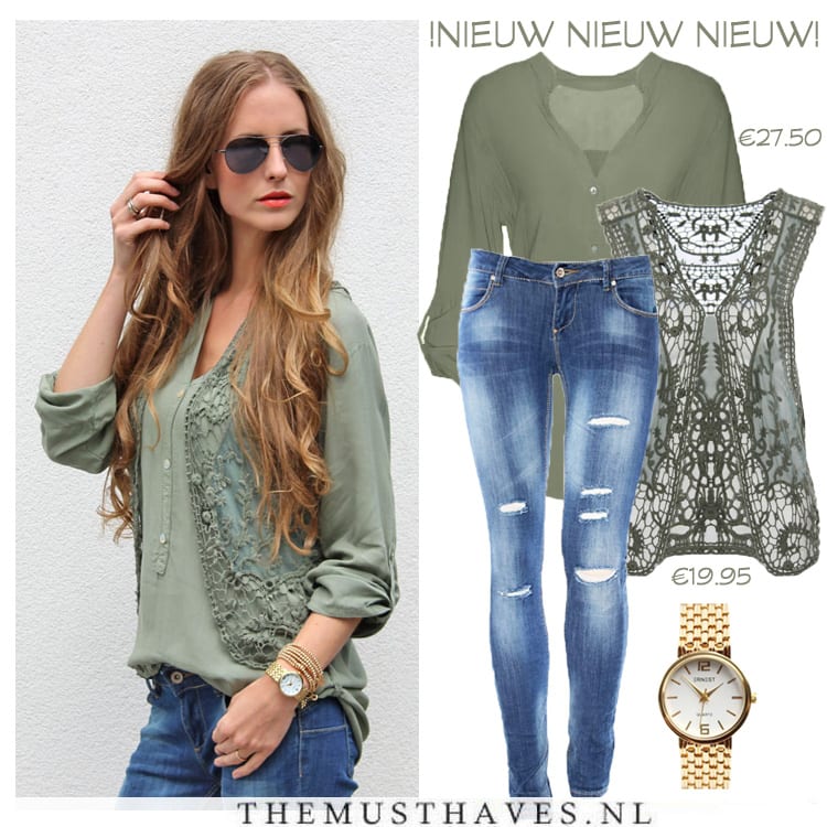 Legergroene Dames Blouse