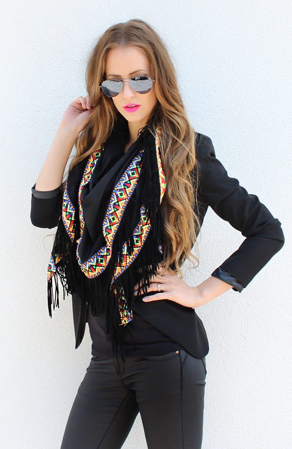 Aztec Fringes Black Scarf – shoparchief, foto 1
