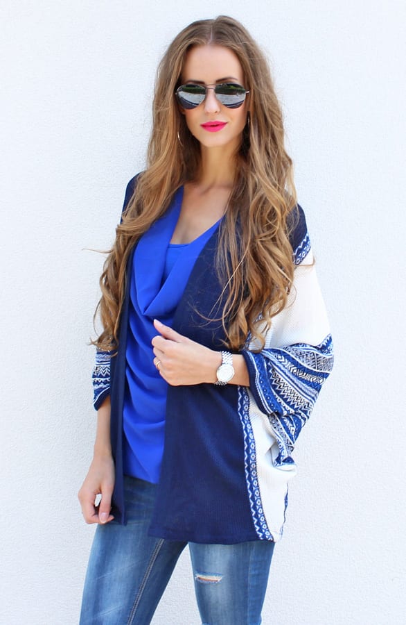 Bohemian Cardigan Kobalt – shoparchief, foto 1