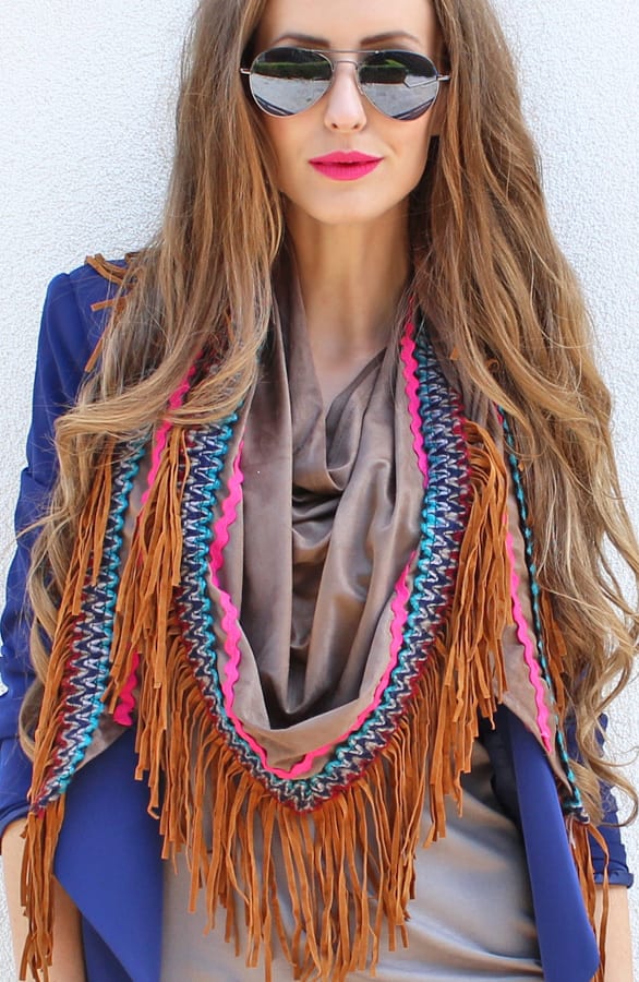Boho Fringes Sjaal Taupe – shoparchief, foto 4