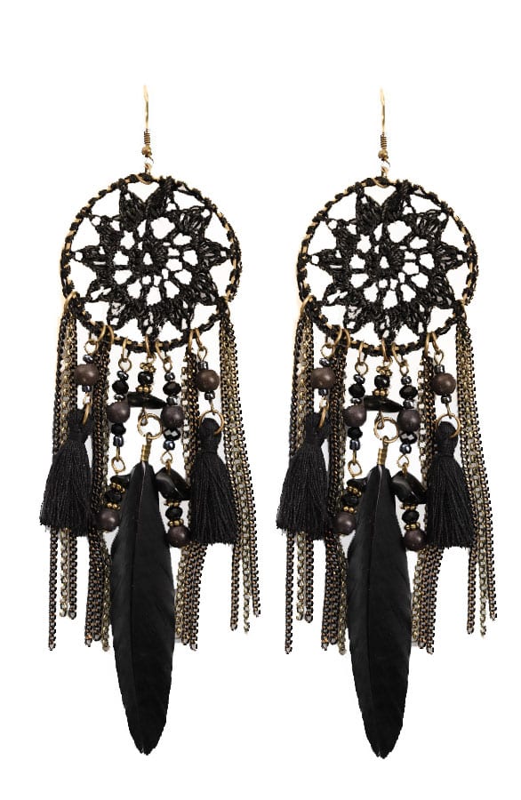 Dreamcatcher Oorbellen Zwart – shoparchief, foto 1