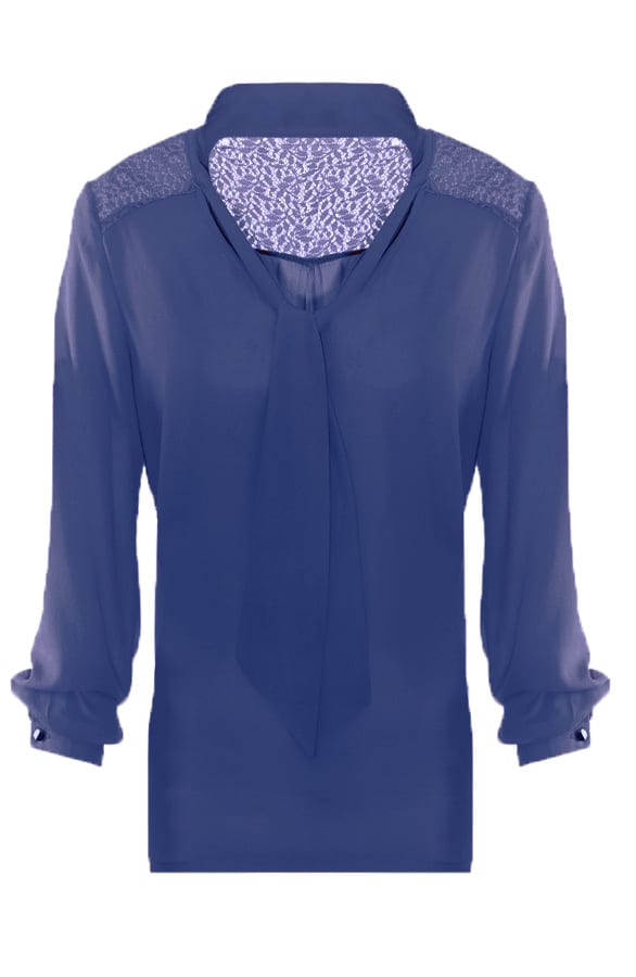 Leaf Blouse Lace Navy – shoparchief, foto 1