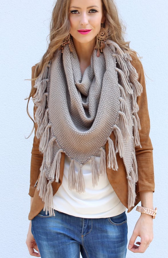 Fringe Sjaal Taupe – shoparchief, foto 3