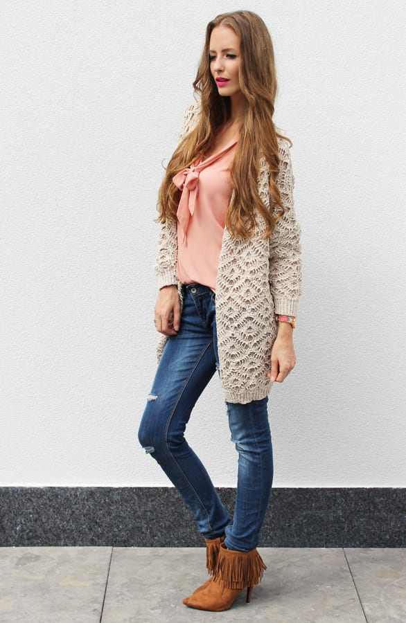Woven Cardigan Beige – shoparchief, foto 5
