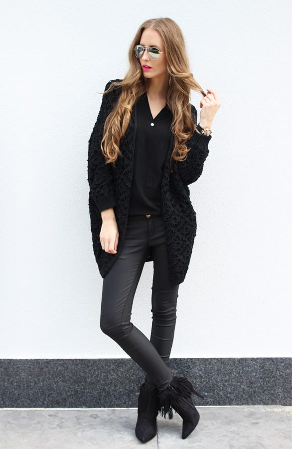 Woven Cardigan Black – shoparchief, foto 2