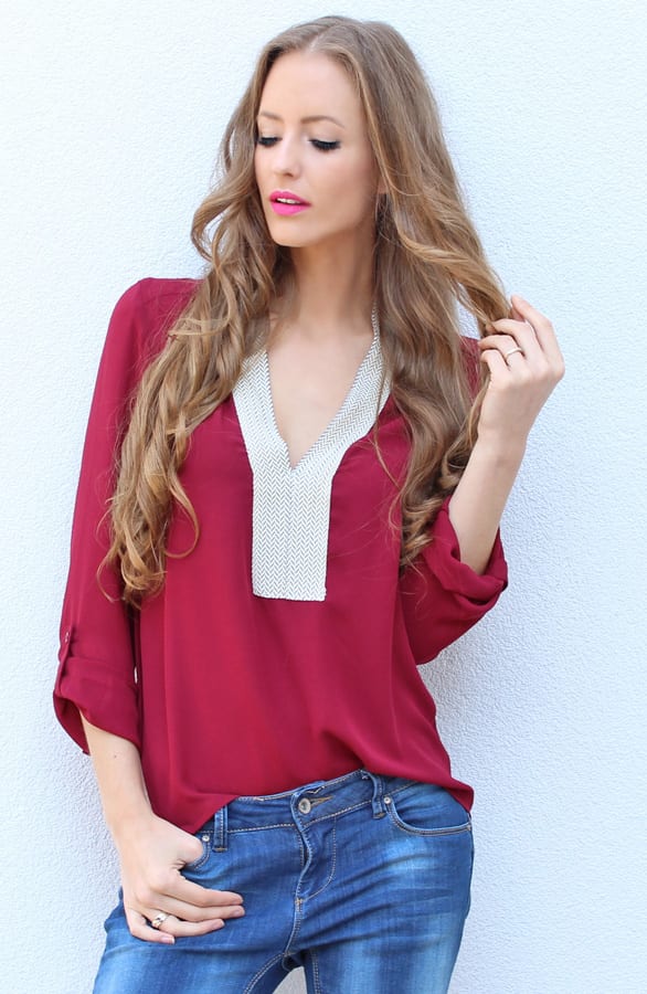 Indian Autumn Blouse Bordeaux – shoparchief, foto 2