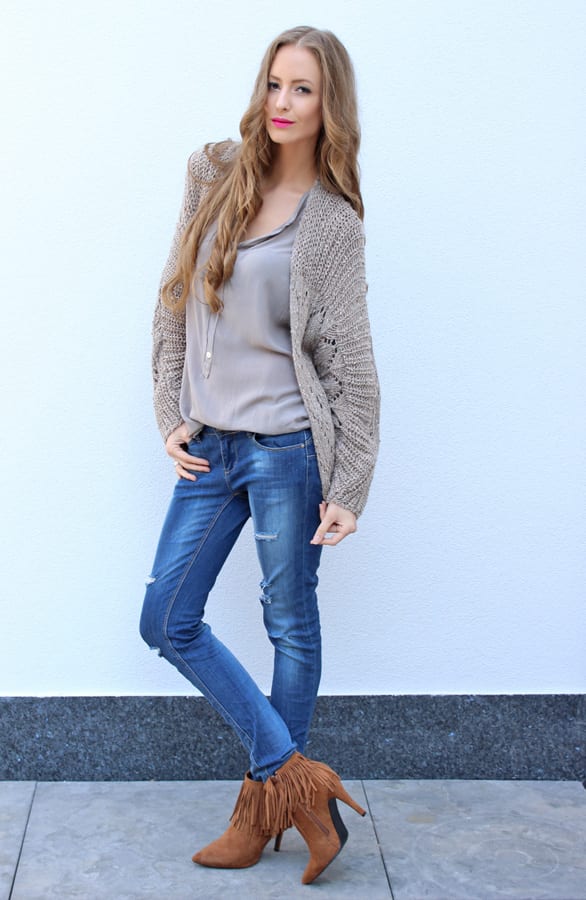 Knitted Cardigan Taupe – shoparchief, foto 5