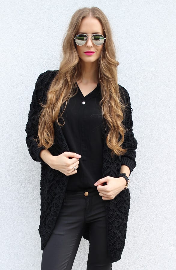 Woven Cardigan Black – shoparchief, foto 3