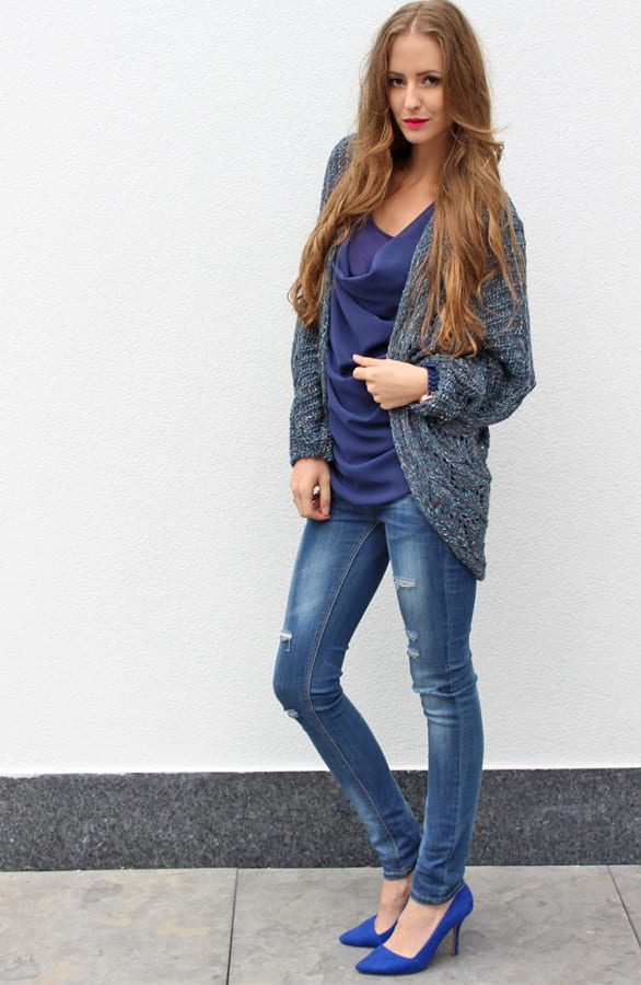 Knitted Cardigan Blue – shoparchief, foto 3