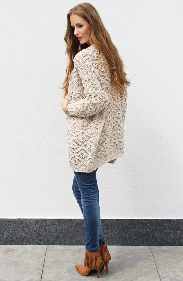 Woven Cardigan Beige – shoparchief, foto 3