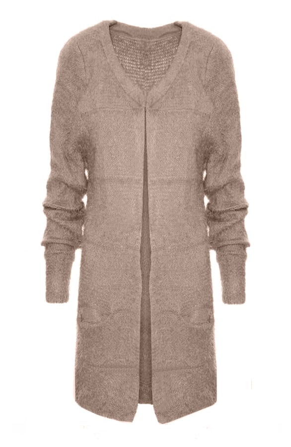 Fluffy Cardigan Taupe – shoparchief, foto 1