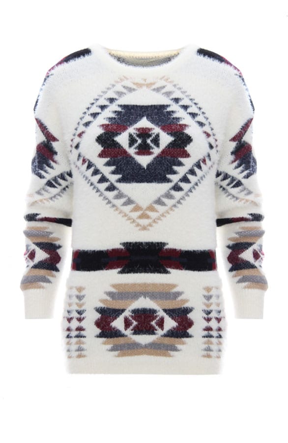 Lovely Aztec Sweater Bordeaux – shoparchief, foto 1