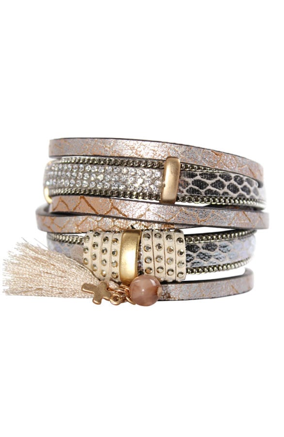 Wrap Me Bracelet Tassel Beige – shoparchief, foto 1