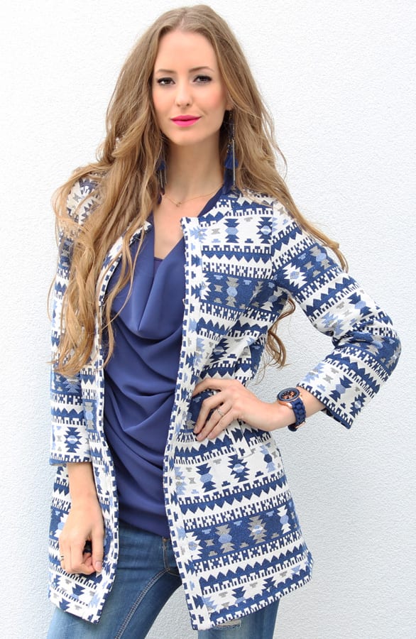 Aztec Cotton Jacket Blue – shoparchief, foto 3