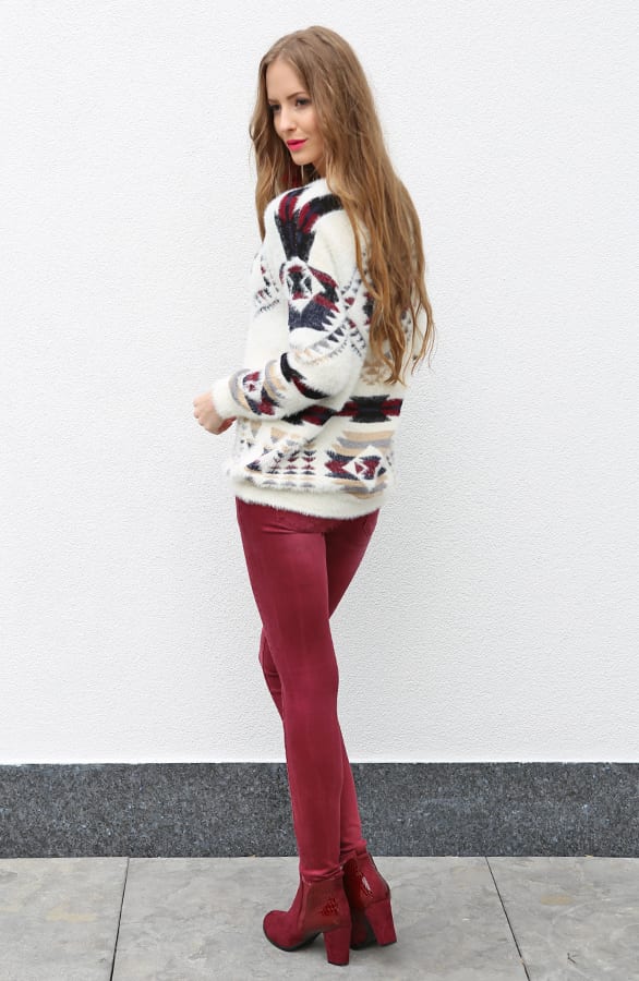 Lovely Aztec Sweater Bordeaux – shoparchief, foto 6