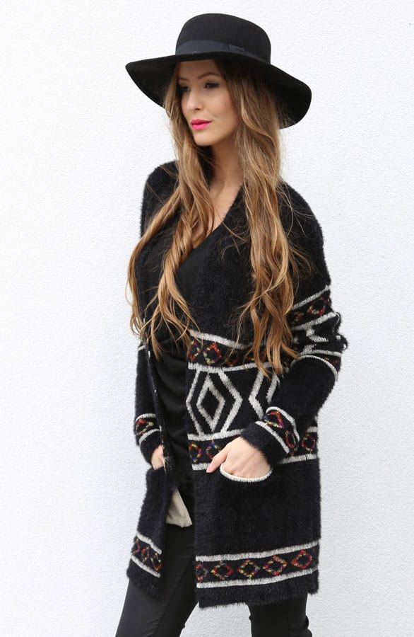 Luxury Aztec Cardigan Black – shoparchief, foto 3