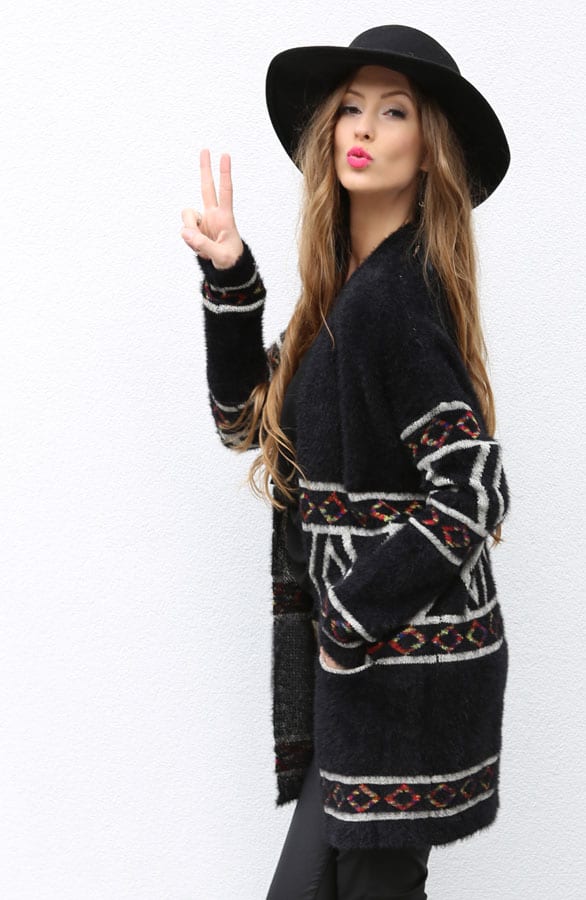 Luxury Aztec Cardigan Black – shoparchief, foto 5