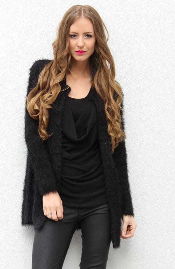 Fluffy Cardigan Black – shoparchief, foto 2