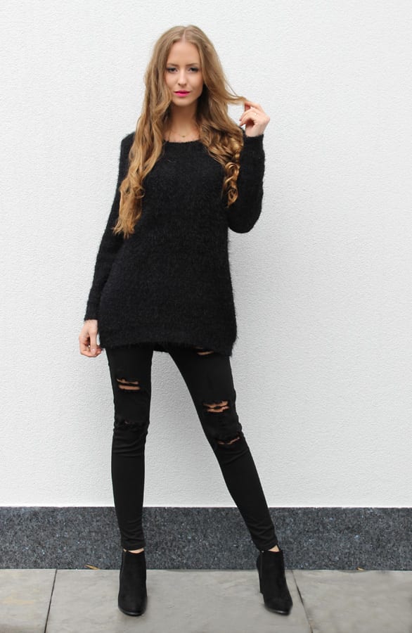 Soft Fluffy Sweater Black – shoparchief, foto 2