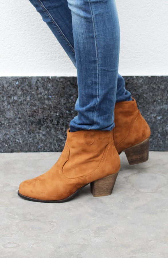 Suede Booties Cognac – shoparchief, foto 4