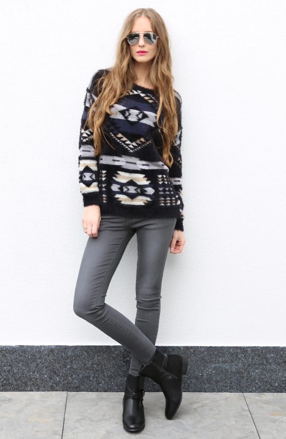 Lovely Aztec Sweater Black – shoparchief, foto 4