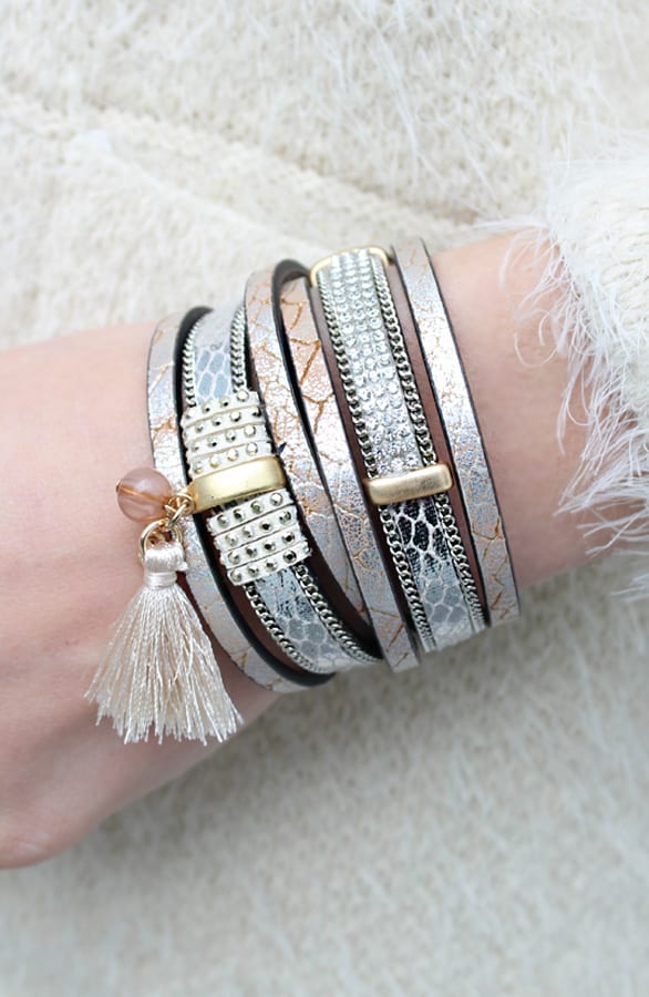 Wrap Me Bracelet Tassel Beige – shoparchief, foto 3