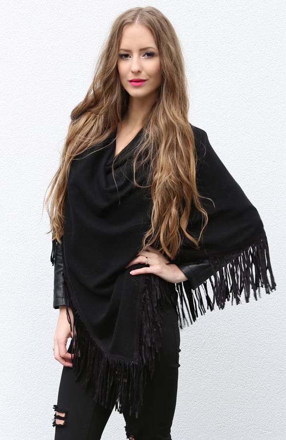 Poncho Fringes Black – shoparchief, foto 3