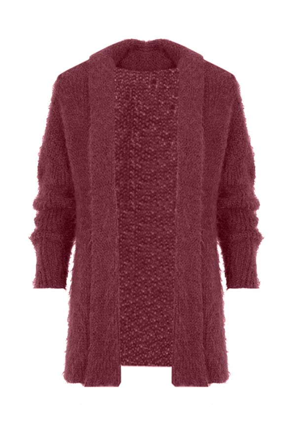 Furry Cardigan Bordeaux – shoparchief, foto 1
