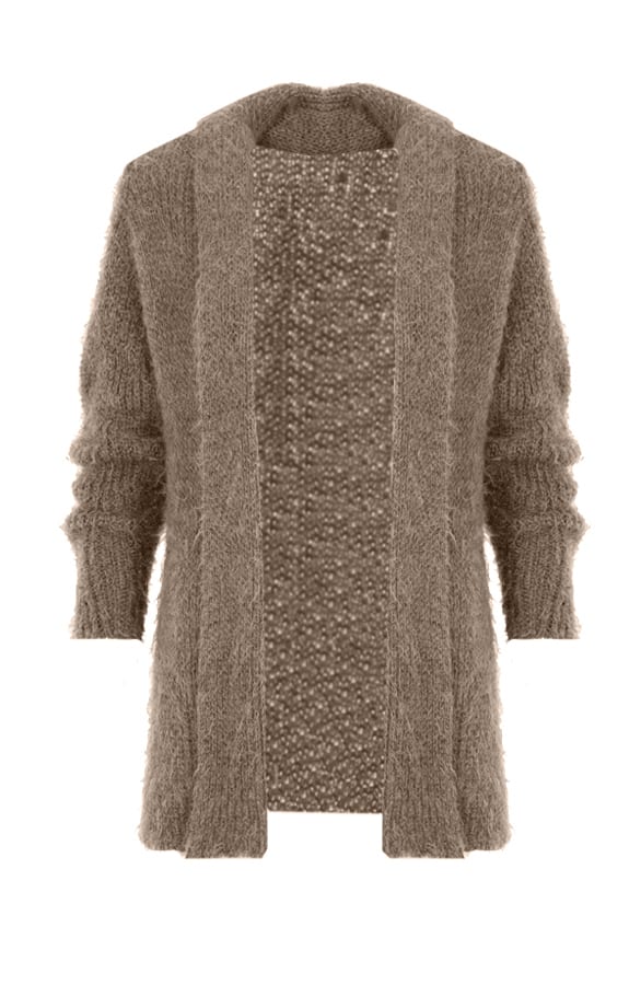 Furry Cardigan Taupe – shoparchief, foto 1
