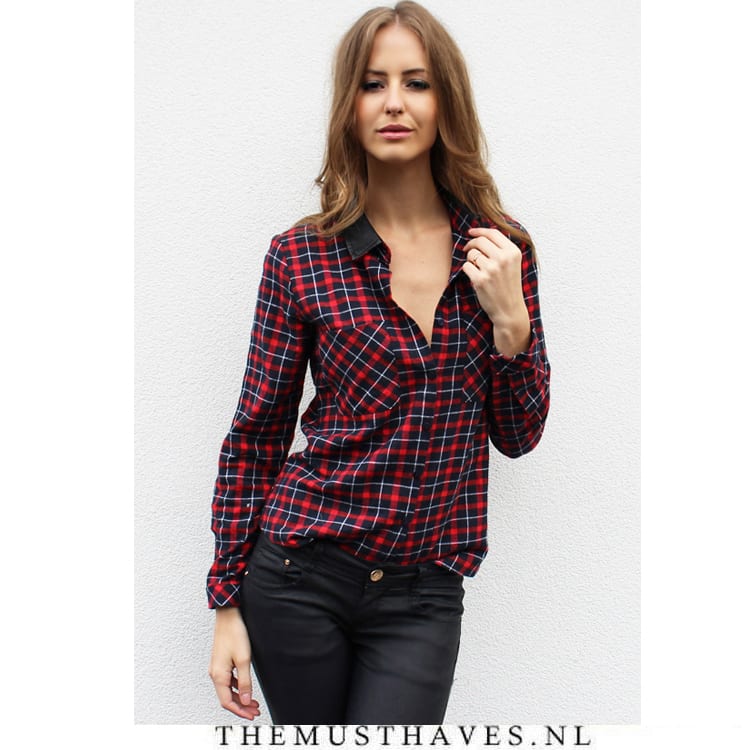 Geruite blouse dames