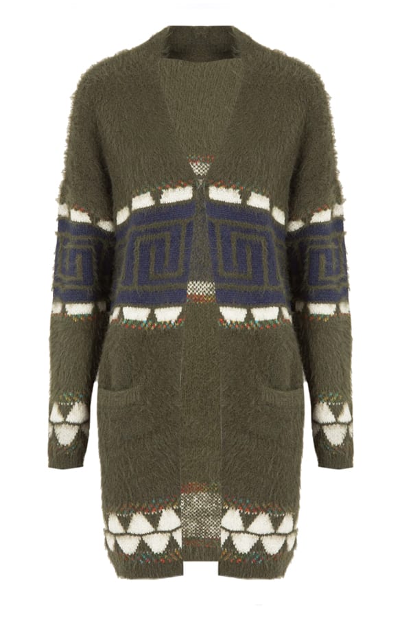 Luxury Aztec Cardigan Army – shoparchief, foto 1
